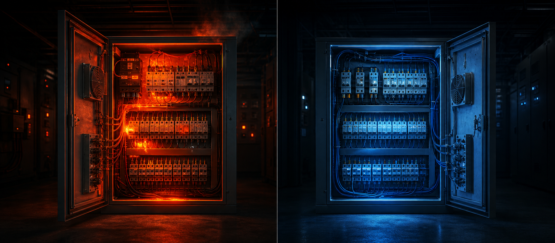 Comparação painel sem Cold Box e com Cold Box